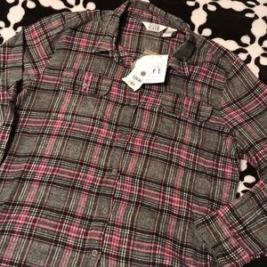 NWT Women’s Medium Flannel - pink, gray and black